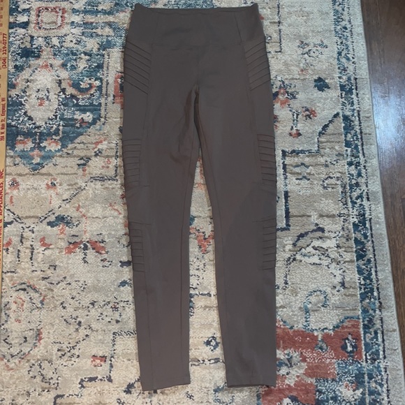 Athleta Delancey Moto Tight Tan Brown Leggings Pants- small - Picture 5 of 10